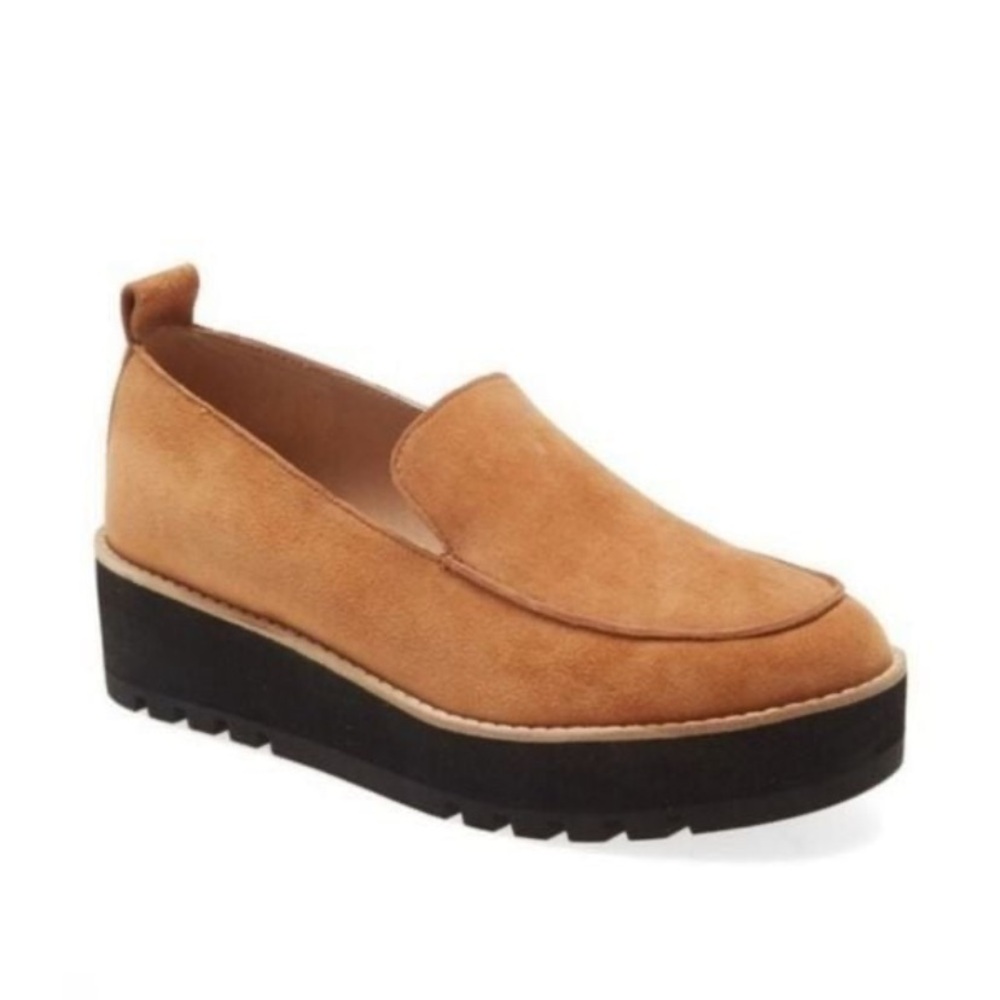 Eileen Fisher Tan Suede Platform Shoes Slip On Womens size 11